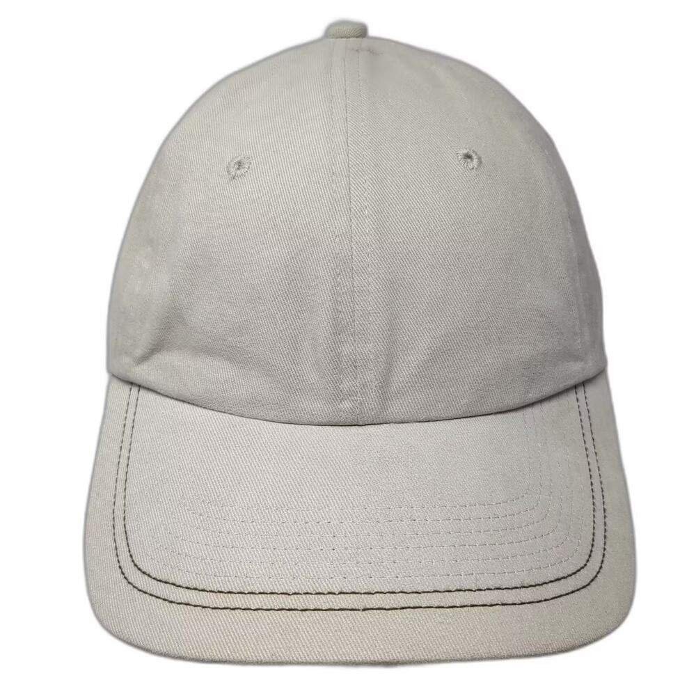 Van Heusen Baseball Cap Beige OS Cotton Adjustable Slideback Hat Contrast Stitch